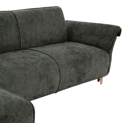 CORNER REVERSIBLE SOFA-BED MAILO-GREEN FABRIC-METAL LEGS 300x145x80Hcm.