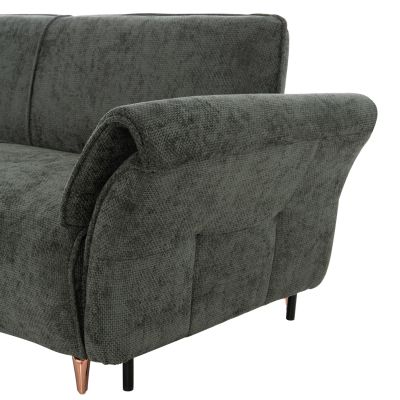 CORNER REVERSIBLE SOFA-BED MAILO-GREEN FABRIC-METAL LEGS 300x145x80Hcm.