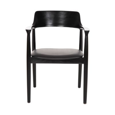 DINING ARMCHAIR KINGSLEY HM9634.02 MAHOGANY WOOD-BLACK VINYL 58x53x80Hcm.