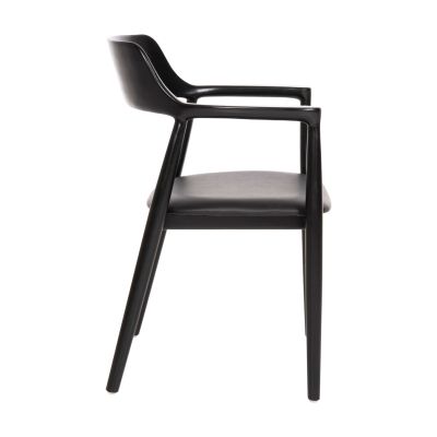 DINING ARMCHAIR KINGSLEY HM9634.02 MAHOGANY WOOD-BLACK VINYL 58x53x80Hcm.