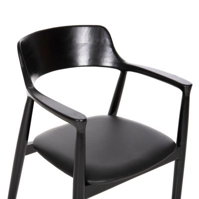 DINING ARMCHAIR KINGSLEY HM9634.02 MAHOGANY WOOD-BLACK VINYL 58x53x80Hcm.