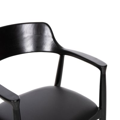 DINING ARMCHAIR KINGSLEY HM9634.02 MAHOGANY WOOD-BLACK VINYL 58x53x80Hcm.