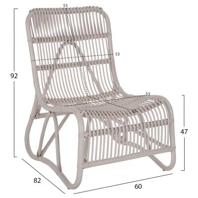 КРЕСЛО BRONNY ЗА ВЪНШНО ПОЛЗВАНЕ HM9644.02 РАТАН В БЯЛ ЦВЯТ 60x82x92Hcm.