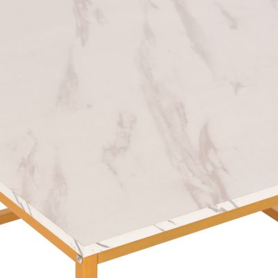 COFFEE TABLE BRAYLEN HM8942.11 MELAMINE WHITE MARBLE LOOK-GOLD BASE 75x75x43Hcm.