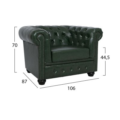 Armchair T. Chesterfield POLINA HM3011.08 Cypress Green PU 106x87x70H cm.