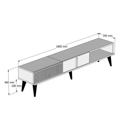 TV STAND HM9512.03 MELAMINE WALNUT AND WHITE MARBLE-LOOK 180x35x40Hcm.