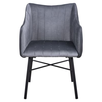 Armchair Allysa HM8518.01 Velvet Dark Grey and Black PU 57x58x88cm