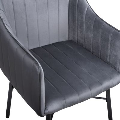 Armchair Allysa HM8518.01 Velvet Dark Grey and Black PU 57x58x88cm