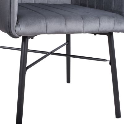 Armchair Allysa HM8518.01 Velvet Dark Grey and Black PU 57x58x88cm