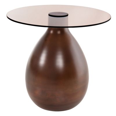 SIDE TABLES 2PCS REGEN HM9666 METAL IN COPPER-GLASS TOP Φ44 & Φ40 cm.