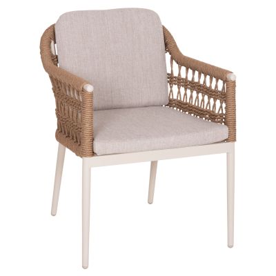 DINING CHAIR BOXER HM6556.02 ALUMINUM & OLEFIN IN BEIGE--TWIST WICKER 58x60x80Hcm.