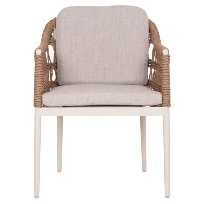 DINING CHAIR BOXER HM6556.02 ALUMINUM & OLEFIN IN BEIGE--TWIST WICKER 58x60x80Hcm.