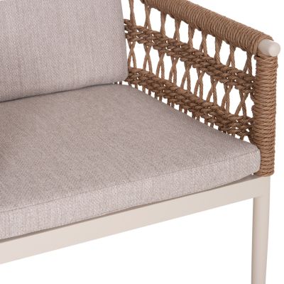 DINING CHAIR BOXER HM6556.02 ALUMINUM & OLEFIN IN BEIGE--TWIST WICKER 58x60x80Hcm.