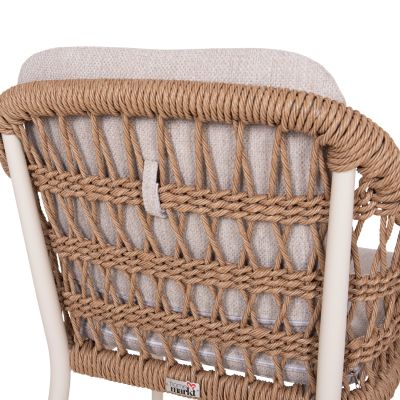 DINING CHAIR BOXER HM6556.02 ALUMINUM & OLEFIN IN BEIGE--TWIST WICKER 58x60x80Hcm.