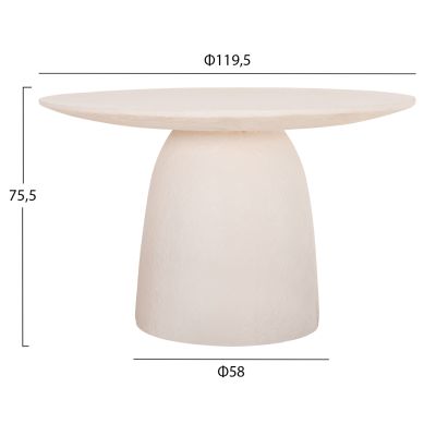 DINING TABLE ROUND SEPPO HM18154.02 FIBER CEMENT IN WHITE--Φ119,5x75,5Hcm.