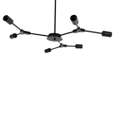 CEILING PENDANT 6-LIGHT FIXTURE HM4125 BLACK METAL 75x75x75Hcm.