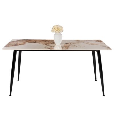 DINING TABLE TOM HM8588.03 SINTERED STONE-GLOSSY BROWN-WHITE MARBLE 160x90x76Hcm.