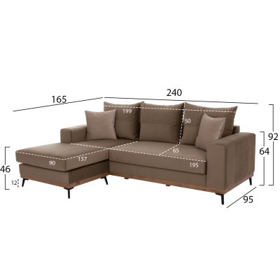 PORTOFINO corner sofa, beige color, high leg