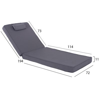 SUNBED CUSHION HM11237.30T TEXTLINE GREY 194(114+1+73)x72x11Hcm.