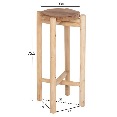 ПОСТАНТ ЗА ЦВЕТЯ HM7935 ТИКОВО ДЪРВО В ЕСТЕСТВЕН ЦВЯТ Φ30x75,5Hcm.