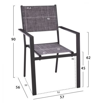 ТРАПЕЗЕН КОМПЛЕКТ 7 ЧАСТИ КАПУЧИНО МАСА И КРЕСЛО TEXTILINE GREY HM11496