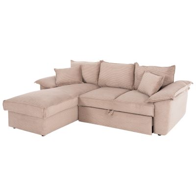 CORNER (LEFT) SOFA-BED WITH STORAGE SPACE ALDO HM3276.01L BEIGE FABRIC 256x91-159x87Hcm.