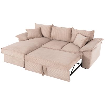 CORNER (LEFT) SOFA-BED WITH STORAGE SPACE ALDO HM3276.01L BEIGE FABRIC 256x91-159x87Hcm.