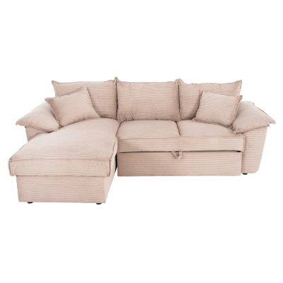 CORNER (LEFT) SOFA-BED WITH STORAGE SPACE ALDO HM3276.01L BEIGE FABRIC 256x91-159x87Hcm.