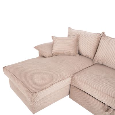 CORNER (LEFT) SOFA-BED WITH STORAGE SPACE ALDO HM3276.01L BEIGE FABRIC 256x91-159x87Hcm.