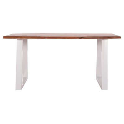 DINING TABLE MONTANA HM8336.12 ACACIA WOOD-4cm TOP THICKNESS--WHITE LEGS 160x90x77Hcm.