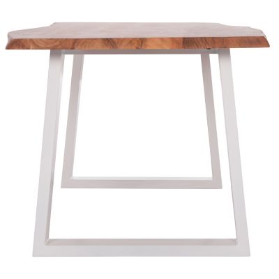 DINING TABLE MONTANA HM8336.12 ACACIA WOOD-4cm TOP THICKNESS--WHITE LEGS 160x90x77Hcm.