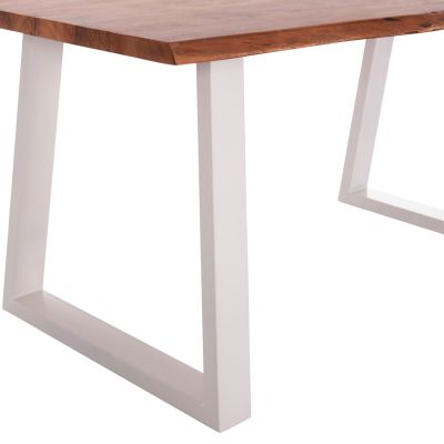 DINING TABLE MONTANA HM8336.12 ACACIA WOOD-4cm TOP THICKNESS--WHITE LEGS 160x90x77Hcm.
