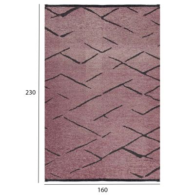 HM7674.06 160Χ230cm, прашен розово-черен килим със собствени ресни