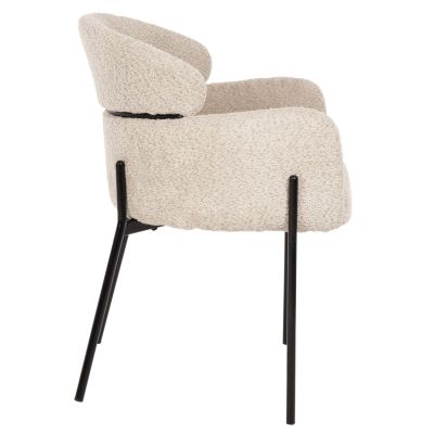 ARMCHAIR WOLF HM8583.02 ECRU BOUCLE FABRIC-BLACK METAL LEGS 58x58x80Hcm.