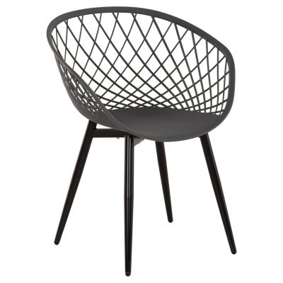 КРЕСЛО ARIADNE HM8001.30 СИВ ПОЛИПРОПИЛЕН-ЧЕРНИ МЕТАЛНИ КРАКА 63x56x80Hcm.