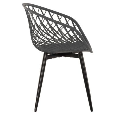КРЕСЛО ARIADNE HM8001.30 СИВ ПОЛИПРОПИЛЕН-ЧЕРНИ МЕТАЛНИ КРАКА 63x56x80Hcm.