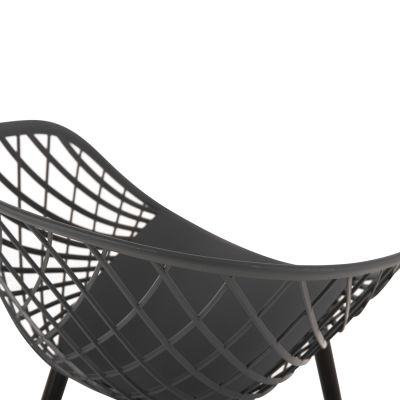 КРЕСЛО ARIADNE HM8001.30 СИВ ПОЛИПРОПИЛЕН-ЧЕРНИ МЕТАЛНИ КРАКА 63x56x80Hcm.
