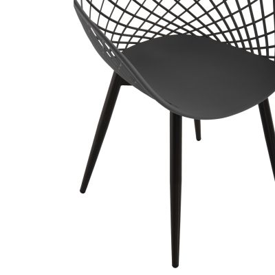 КРЕСЛО ARIADNE HM8001.30 СИВ ПОЛИПРОПИЛЕН-ЧЕРНИ МЕТАЛНИ КРАКА 63x56x80Hcm.