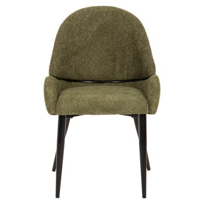 CHAIR SARKY HM8585.03 BOUCLE GREEN FABRIC-BLACK METAL LEGS 55x62x89Hcm.