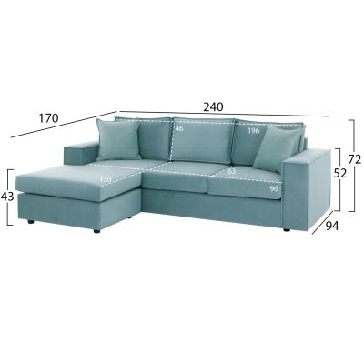 CORNER SOFA MONACO HM3257.27 INTERCHANGEABLE-PISTACHIO GREEN WATER REPELLENT FABRIC 240x170x86Hcm.