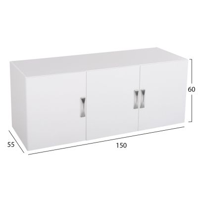 UPPER CABINET FOR 3-LEAF WARDROBE CARLY HM385.05 MELAMINE IN WHITE 150X55X60Hcm.