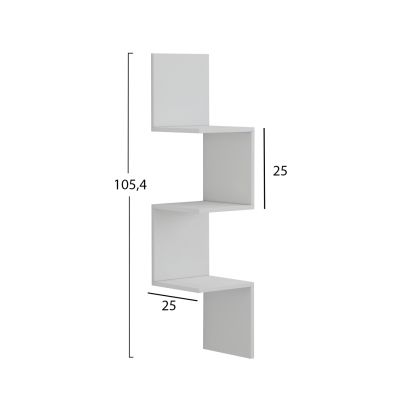 WALL CORNER SHELVES/BOOKCASE ILLUSION HM8935.12 MELAMINE IN WHITE 25x25x105,4Hcm.