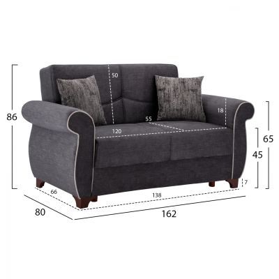 Set Living Room 2pieces 2Seater & 3Seater Sofa Milas HM3068.11 Grey