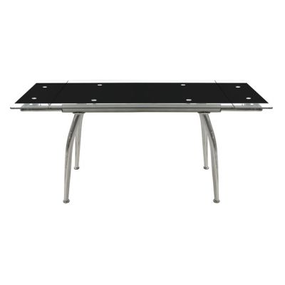 Glass Dining Table HM0085.02 Loca EXTENDABLE BLACK 120(25+25)Χ80Χ75cm