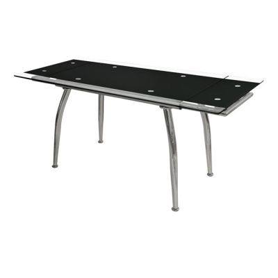 Glass Dining Table HM0085.02 Loca EXTENDABLE BLACK 120(25+25)Χ80Χ75cm