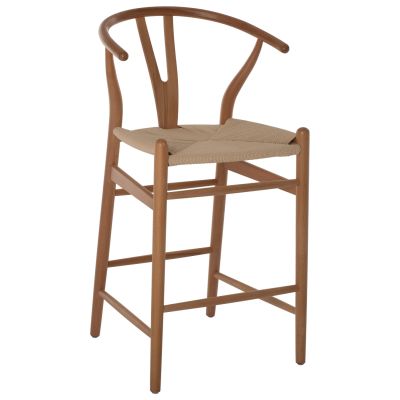 BAR STOOL BRAVE BEECH WOOD NATURAL WISHBONE BACK HM9405.01 48x53x100Hcm.