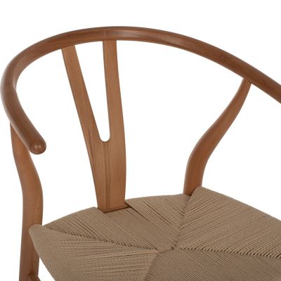 BAR STOOL BRAVE BEECH WOOD NATURAL WISHBONE BACK HM9405.01 48x53x100Hcm.