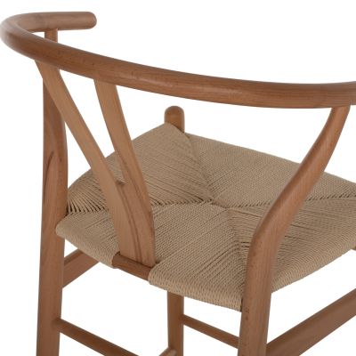 BAR STOOL BRAVE BEECH WOOD NATURAL WISHBONE BACK HM9405.01 48x53x100Hcm.