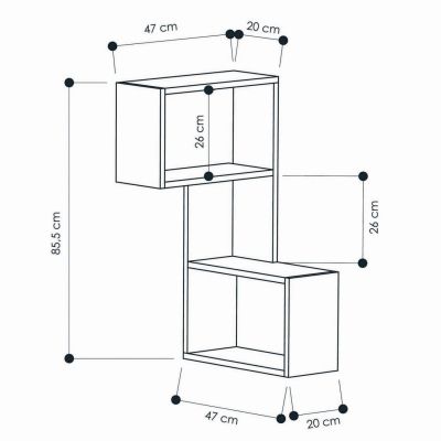 ЧЕРНО БЯЛ СТЕНЕН РАФТ HM8972.01 47Χ20Χ85,5 см.