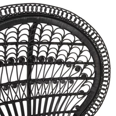 ARMCHAIR ROYAL PEACOCK HM9342.03 RATTAN IN BLACK- CUSHION BLACK 114x72x150Hcm.